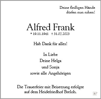 Erinnerungsbild für Herr Alfred Frank