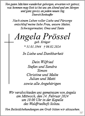 Erinnerungsbild für Frau Angela Prössel