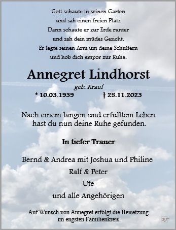 Erinnerungsbild für Annegret Lindhorst