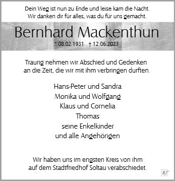 Erinnerungsbild für Bernhard Mackenthun