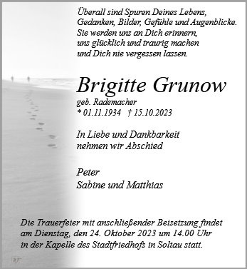 Erinnerungsbild für Frau Brigitte Grunow