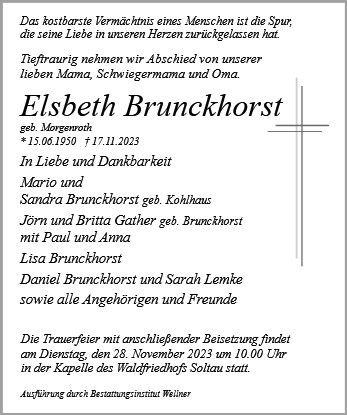 Erinnerungsbild für Elsbeth Brunckhorst