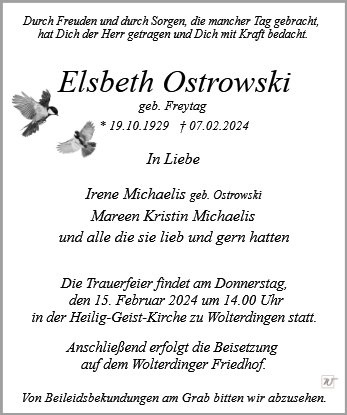 Erinnerungsbild für Frau Elsbeth Ostrowski
