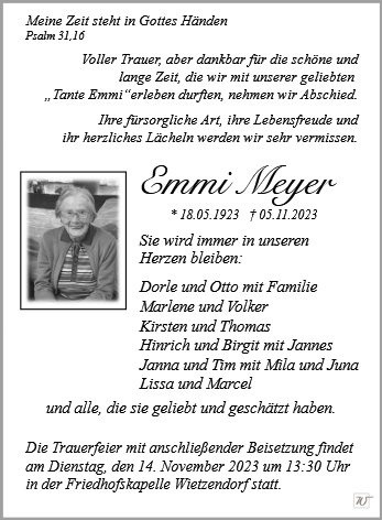Erinnerungsbild für Frau Emmi Meyer