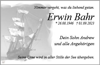 Erinnerungsbild für Herr  Erwin Bahr