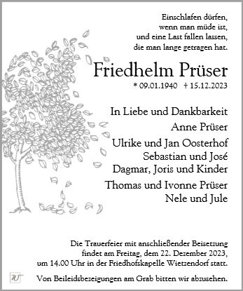 Erinnerungsbild für Herr Friedhelm Prüser