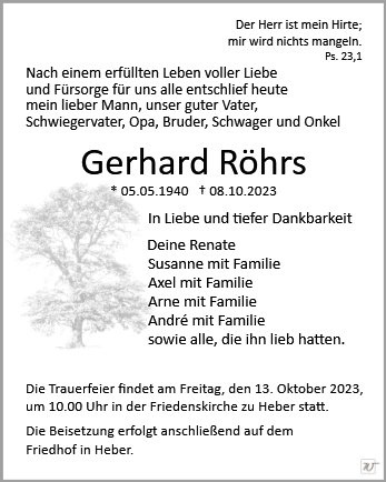 Erinnerungsbild für Herr Gerhard Röhrs
