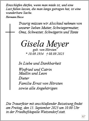 Erinnerungsbild für Gisela Meyer