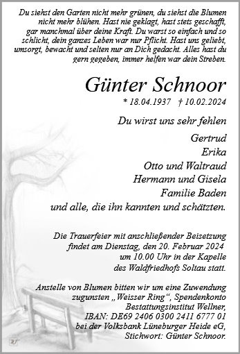 Erinnerungsbild für Herr Günter Schnoor
