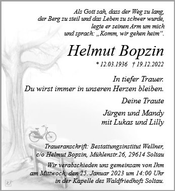 Erinnerungsbild für Helmut Bopzin