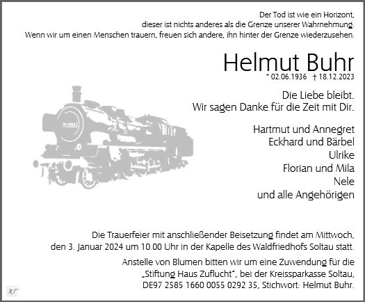Erinnerungsbild für Herr Helmut Buhr