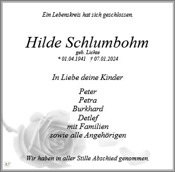 Erinnerungsbild für Hilde Schlumbohm
