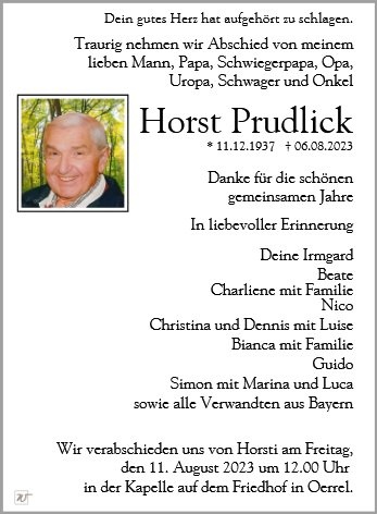 Erinnerungsbild für Herr Horst Prudlick