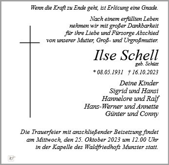 Erinnerungsbild für Frau Ilse Schell