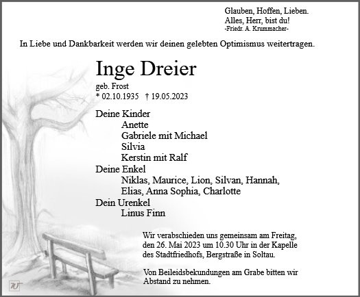 Erinnerungsbild für Frau Inge Dreier