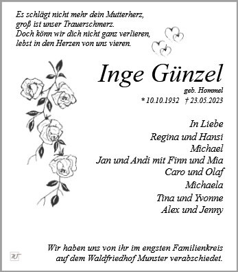 Erinnerungsbild für Inge Günzel