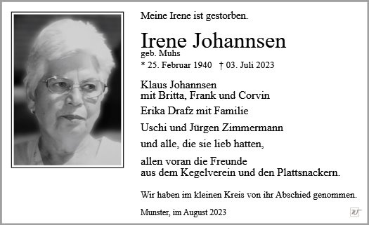 Erinnerungsbild für Irene Johannsen