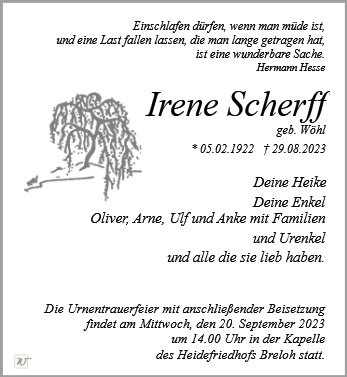 Erinnerungsbild für Irene Scherff