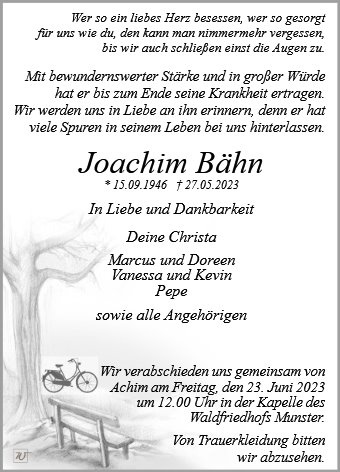 Erinnerungsbild für Joachim Bähn