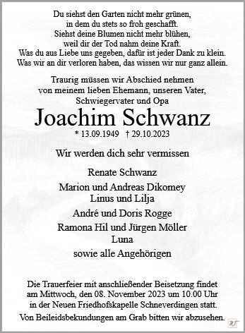 Erinnerungsbild für Herr Joachim Schwanz