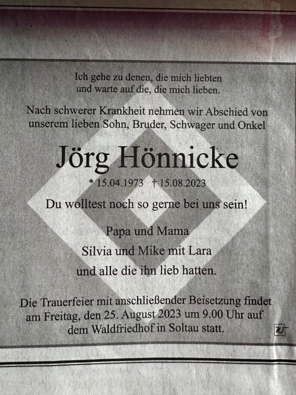 Erinnerungsbild für Jörg Hönnicke