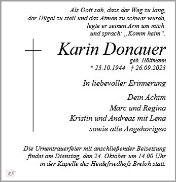 Erinnerungsbild für Frau Karin Donauer