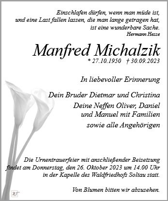 Erinnerungsbild für Manfred Michalzik