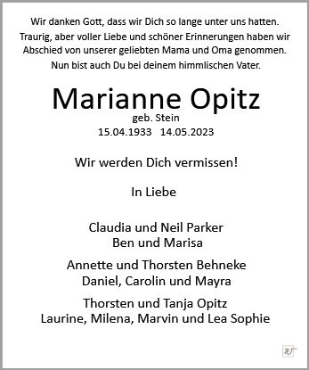 Erinnerungsbild für Marianne Opitz