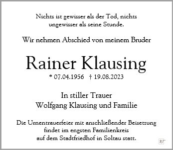 Erinnerungsbild für Herr Rainer Klausing 