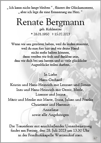 Erinnerungsbild für Frau Renate Bergmann