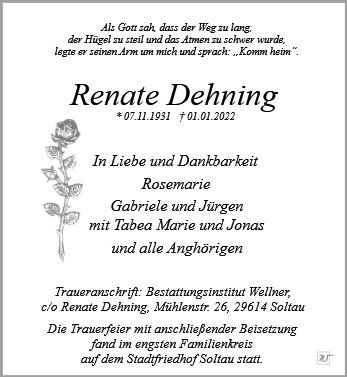 Erinnerungsbild für Renate Dehning
