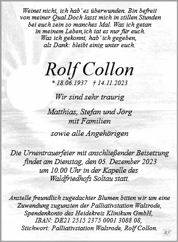 Erinnerungsbild für Herr Rolf Collon