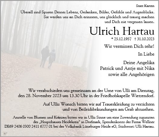 Erinnerungsbild für Ulrich Hartau