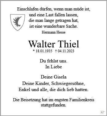 Erinnerungsbild für Herr Walter Thiel