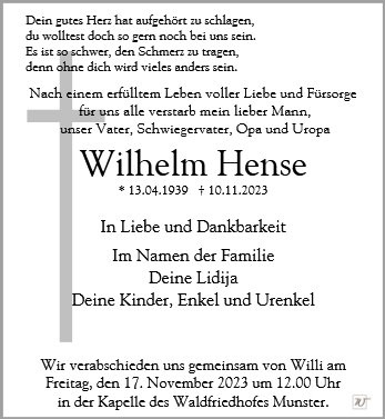 Erinnerungsbild für Herr Wilhelm Hense