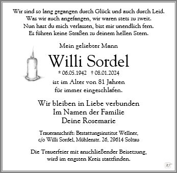 Erinnerungsbild für Herr Willi Sordel